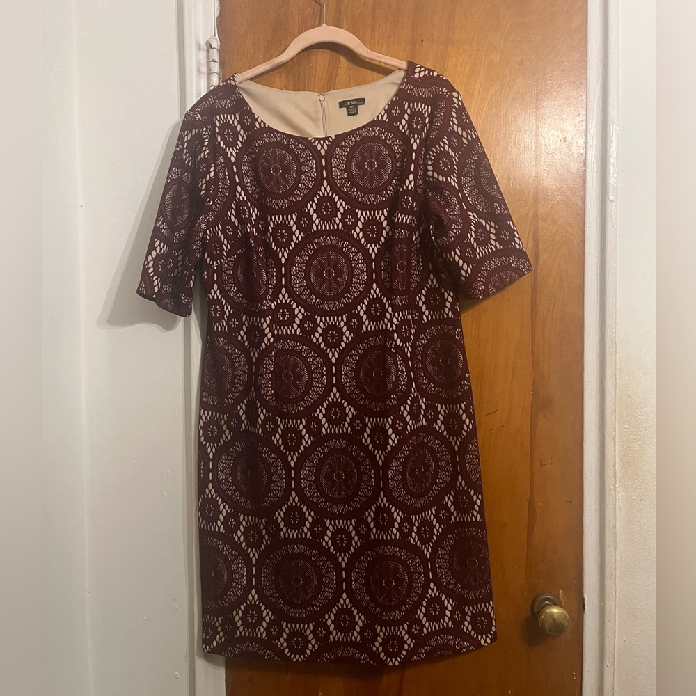 Mid length semi formal maroon lace dress